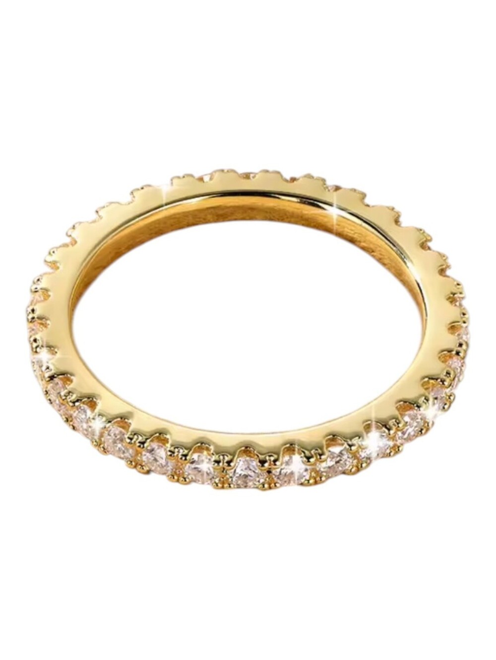 2mm Full Moissanite Ring Gold Crystal Pavé Stackable Ring